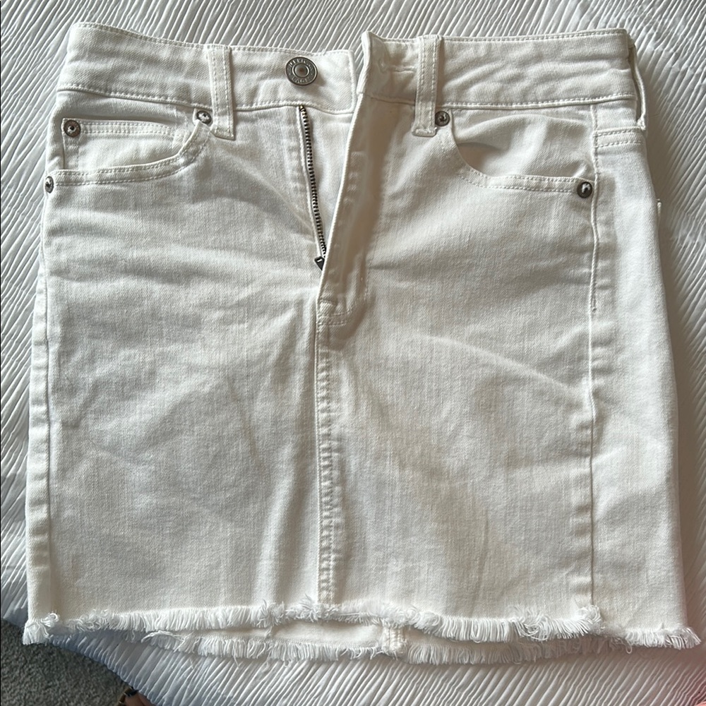 White Denim Mini Skirt American Eagle